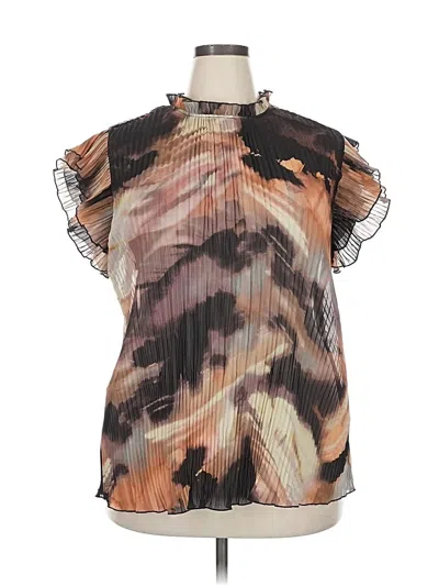 Pre-owned City Chic Short Sleeve Blouse In Brown