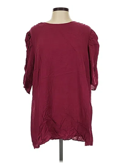 City Chic Short Sleeve Blouse In Burgundy