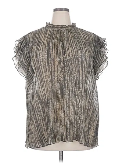Pre-owned City Chic Short Sleeve Blouse In Gray