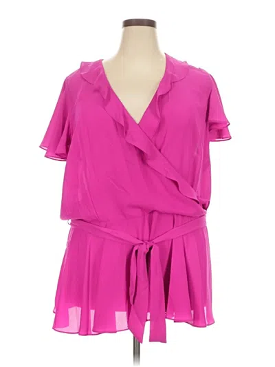 Pre-owned City Chic Short Sleeve Blouse In Pink