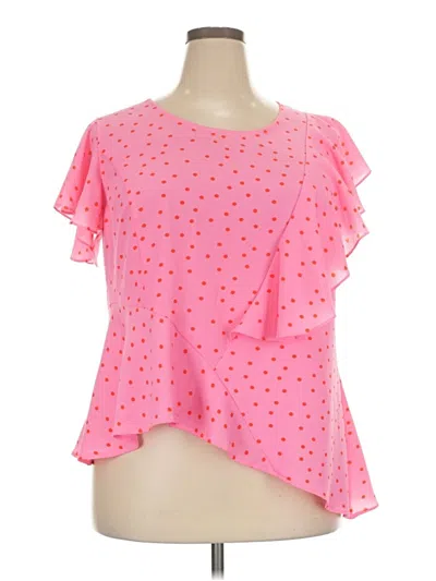 Pre-owned City Chic Short Sleeve Blouse In Pink