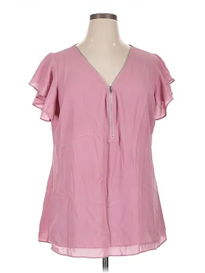 Pre-owned City Chic Short Sleeve Blouse In Pink