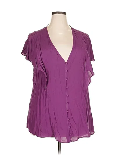 Pre-owned City Chic Short Sleeve Blouse In Purple