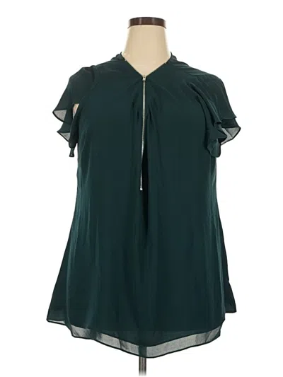 Pre-owned City Chic Short Sleeve Blouse In Teal