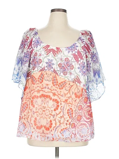 Pre-owned City Chic Short Sleeve Blouse In White