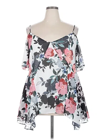 Pre-owned City Chic Short Sleeve Blouse In White