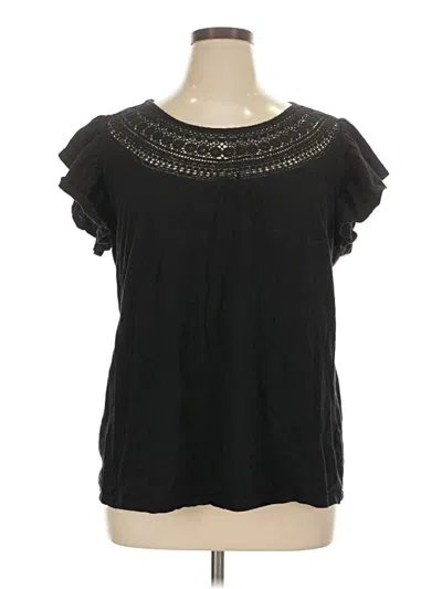 Pre-owned City Chic Short Sleeve Top Black Keyhole Neckline Tops