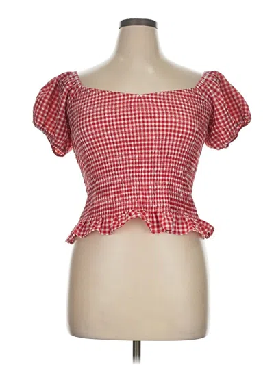 Pre-owned City Chic Short Sleeve Top Red Square Neckline Tops