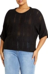 City Chic Sienna Open Stitch Sweater In Black