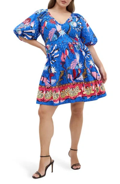 City Chic Simono Fit & Flare Minidress In Blue