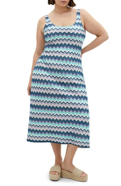 City Chic Skye Chevron Midi Dress In Blue