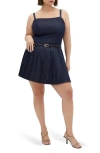 City Chic Skye Fit & Flare Denim Minidress In Dark Denim