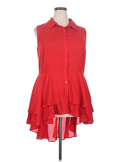 Pre-owned City Chic Sleeveless Blouse In Red