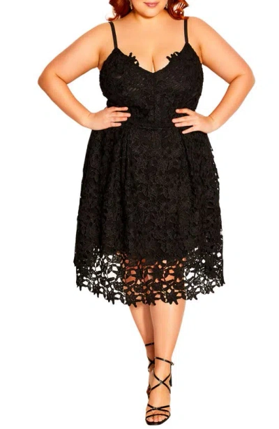 City Chic So Fancy Lace Midi Dress In Black Black