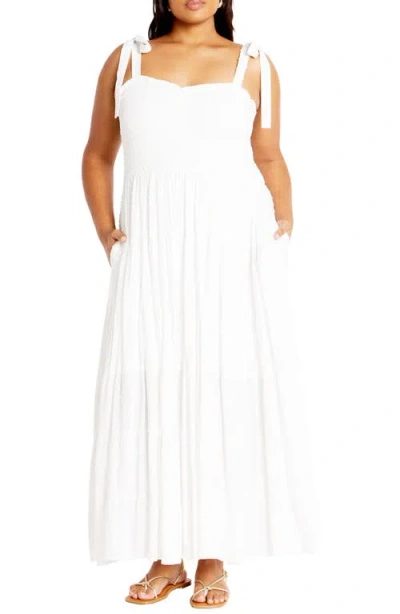 City Chic Spot Sara Dobby Maxi Dress In Ivory