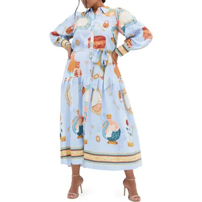City Chic Stellar Beauty Long Sleeve Maxi Dress In Blue