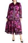 City Chic Suzanne Print Long Sleeve Maxi Dress In Lavish Lily