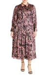 City Chic Suzanne Print Long Sleeve Maxi Dress In Vintage Paisley