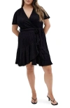 City Chic Sweat Lace Wrap Dress In Black