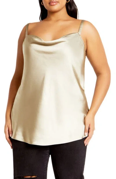 City Chic Sweet Cowl Neck Satin Camisole In Winter Pear