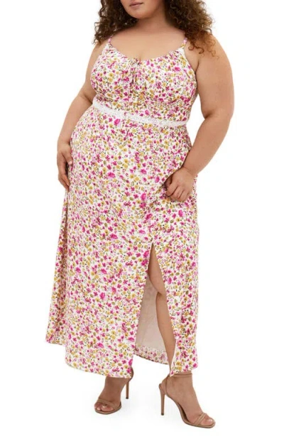 City Chic Sweet Floral Maxi Sundress In Pink
