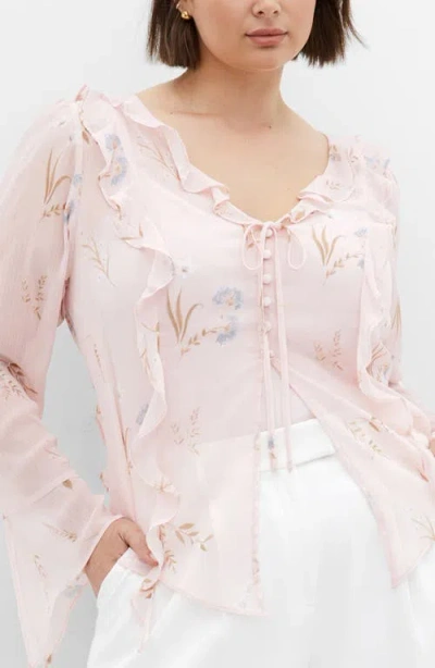City Chic Sweet Nothings Ruffel Top In Multi
