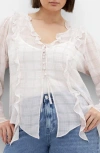 City Chic Sweet Nothings Ruffle Top In White