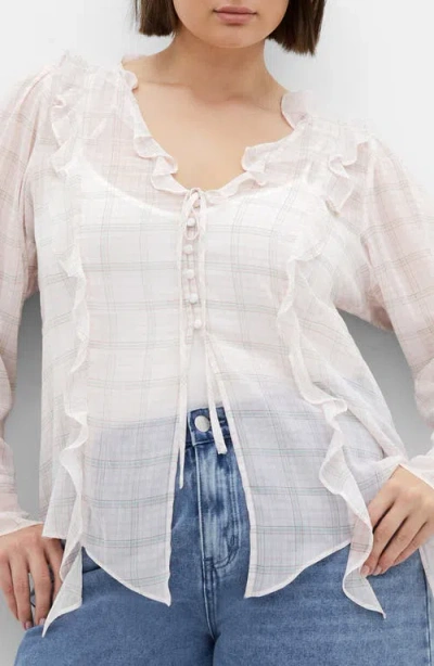 City Chic Sweet Nothings Ruffle Top In White