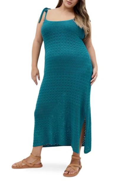City Chic Sweet Tie Strap Open Stitch Midi Dress