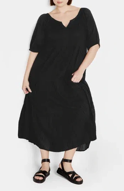 City Chic Tallulah Cotton Maxi Dress In Black