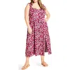 City Chic Tamara Floral Tie Strap Midi Sundress In Pink
