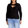 City Chic Tessa Cutout Rib Sweater In Black
