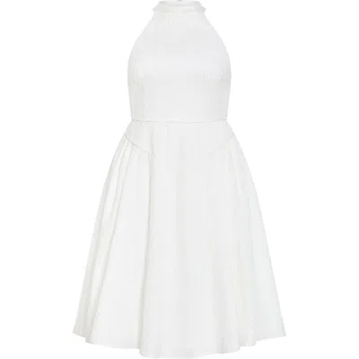 City Chic Textured Sleeveless Jacquard Midi Dress In White