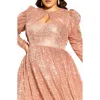 City Chic The Camila Sequin & Satin Bolero In Pink