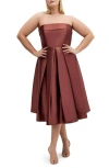 City Chic Tiffany Strapless Fit & Flare Dress In Brown