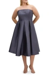 City Chic Tiffany Strapless Fit & Flare Dress In Silver