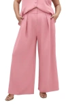City Chic Tori Front Pleat Wide Leg Pants In Baby Pink