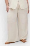 City Chic Tori Front Pleat Wide Leg Pants In Cream