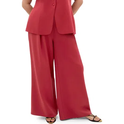 City Chic Tori Pleat Wide Leg Pants In Red