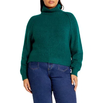 City Chic Untamed Turtleneck Sweater In Teal