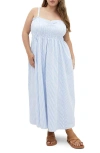 City Chic Vacation Stripe Sleeveless Maxi Dress In Blue