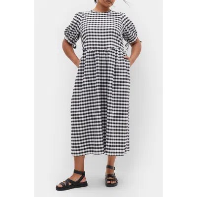City Chic Valley Check Maxi Dress In Black Gingham