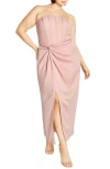 City Chic Vita Corset Strapless Maxi Dress In Pink