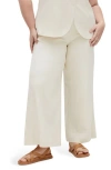 City Chic Viven Linen Blend Wide Leg Pants In Cream