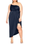 City Chic Vivid One-shoulder Maxi Dress In Blue