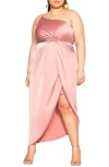 City Chic Vivid One-shoulder Maxi Dress In Pink
