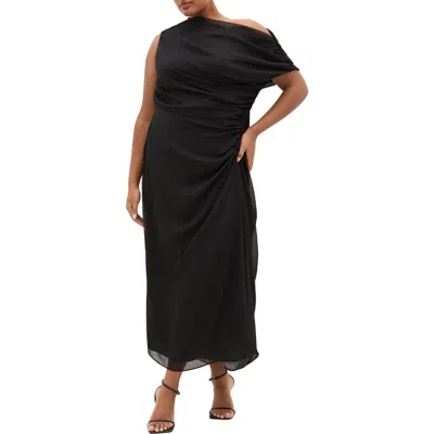 City Chic Vivid One-shoulder Maxi Dress In Black