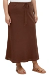 City Chic Vivien Linen Blend Drawstring Skirt In Chocolate