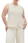 City Chic Vivien Linen Blend Vest In Cream