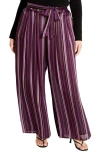 City Chic Willow Stripe Wide Leg Pants In Lily Stripe